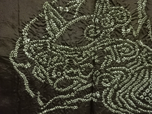 JAPANESE KIMONO / ANTIQUE MENS HAORI / SILK / SHIBORI / OTSU-E PATTERN